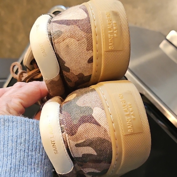 Saint Laurent Tan Brown Camouflage Canvas Men's Sneakers Size 43 [9.5-10] - Picture 4 of 14